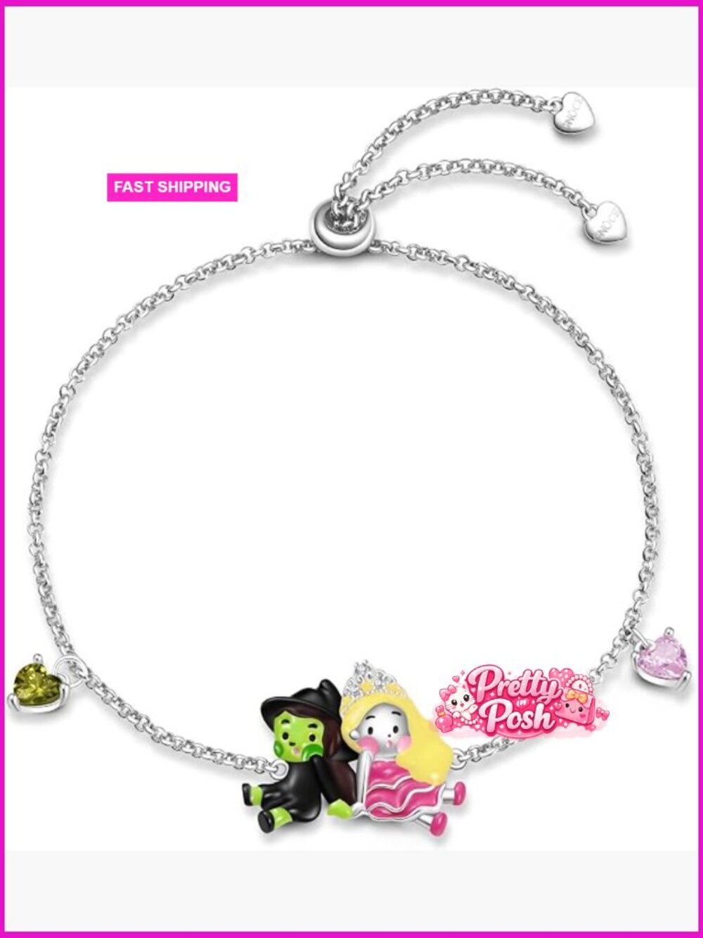 S925 Sterling Silver Adjustable Heart Charm Bracelet Link Chain Jewelry